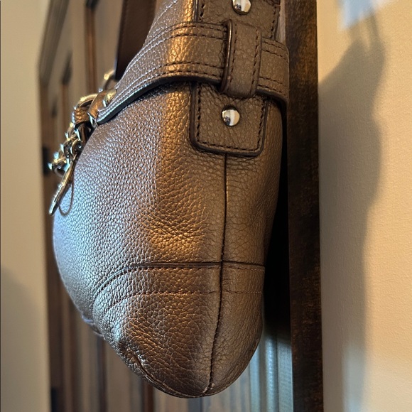 Coach Bronze Leather Shoulder Bag with Chain Detail - Picture 5 of 16